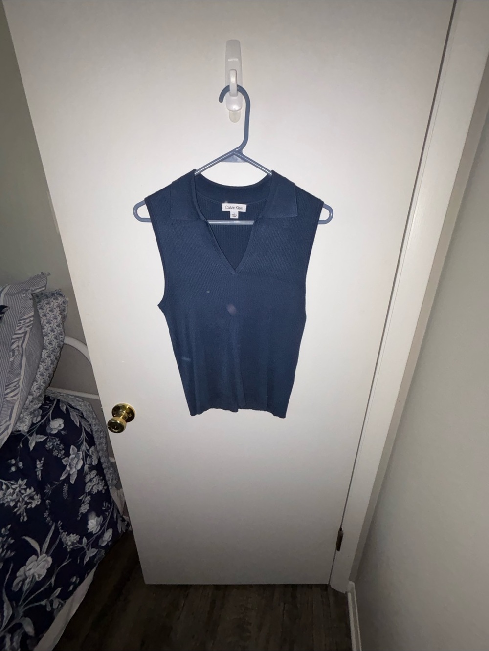 Calvin Klein Navy Sleeveless Polo Tank Top